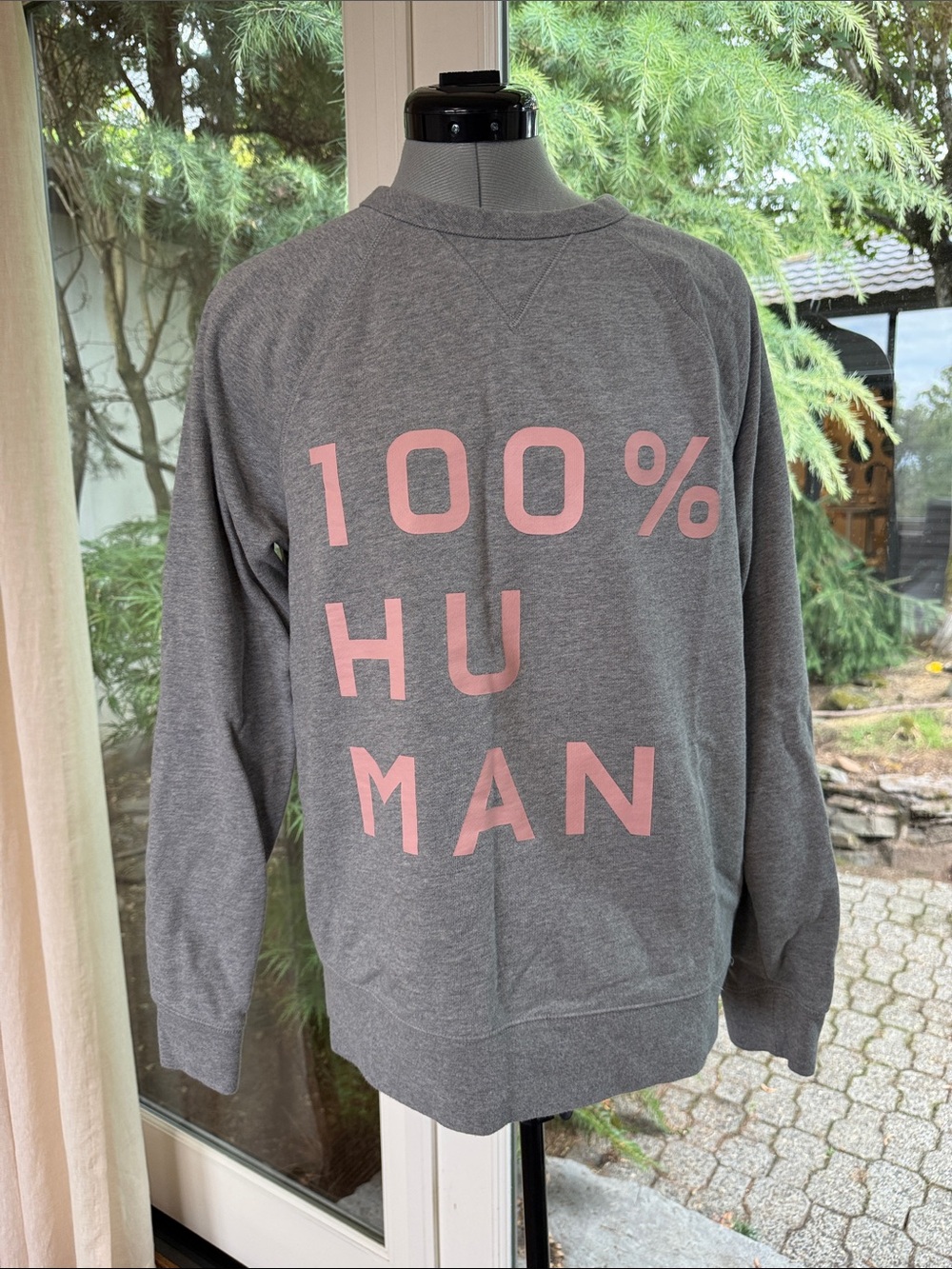 Everlane Gray Crewneck Sweatshirt with Pink Graphic